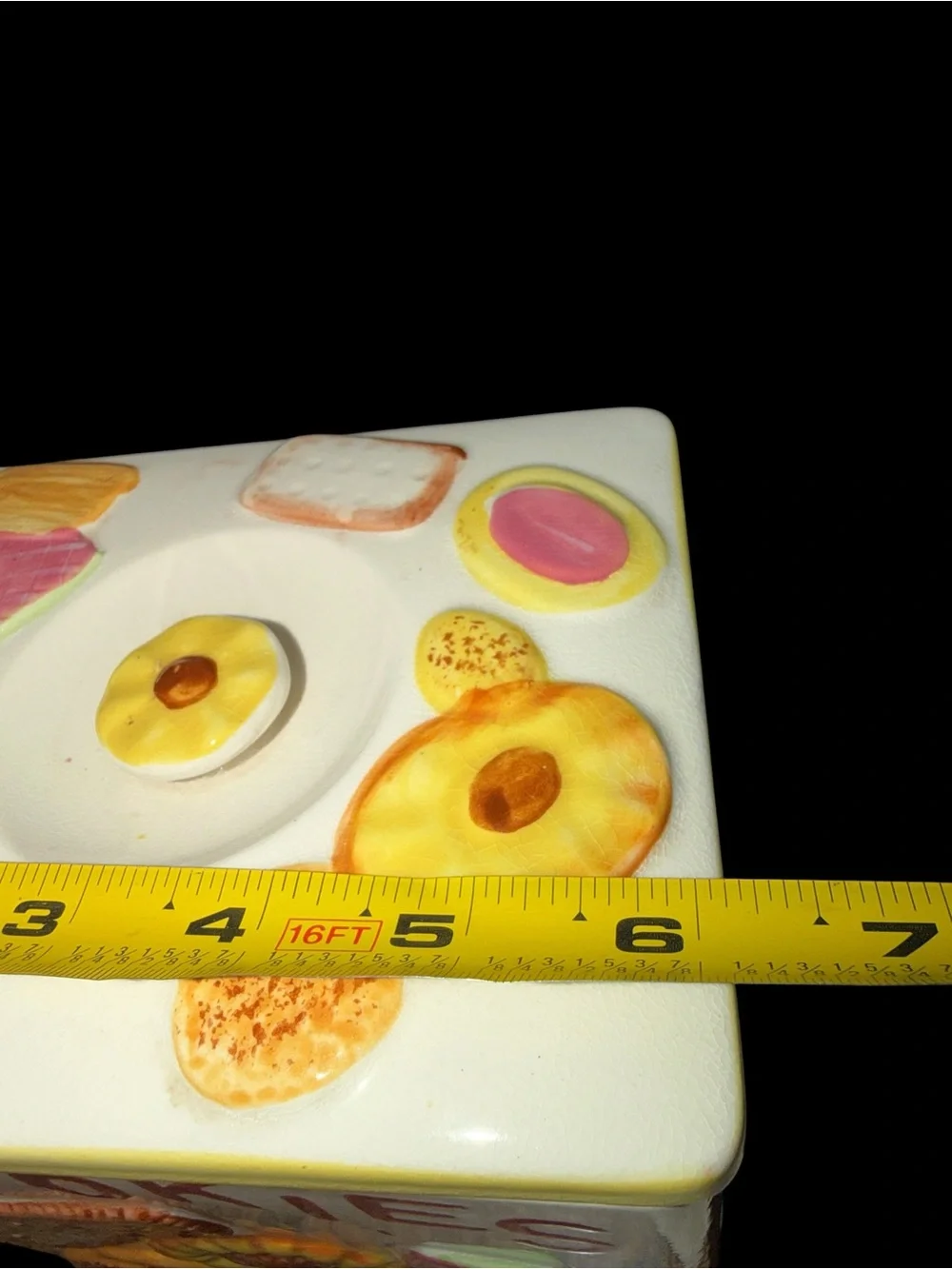 Vintage Retro Japan Cookies Ceramic Cookie Jar - White and Yellow